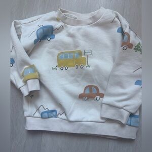SFERRA Kids Car Print Sweatshirt - Cream, Blue, Yellow